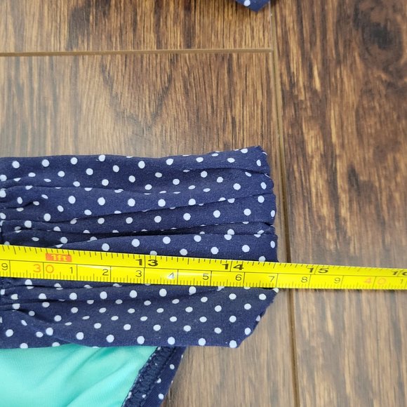 Azura Two Piece Halter Top Bikini BathingSuit Halter Tie Neck Navy Polka Dot Mix - Picture 12 of 13